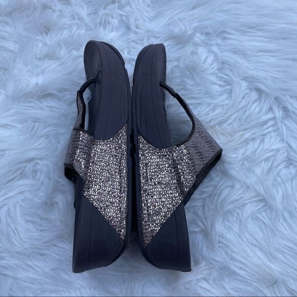 Fitflop Lulu Superglitz Glitter Wedge Sandals - Picture 6 of 9